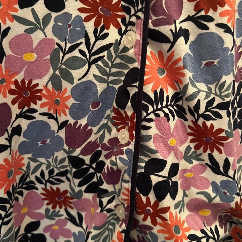 Kate Spade Floral Pajama Top Large Button Front‎ Colorful Short Sleeve Lounge
